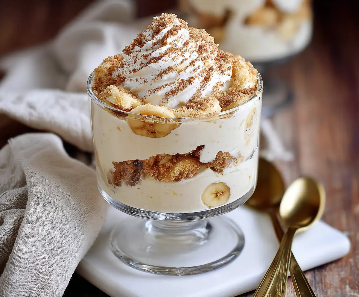Delicious Cottage Cheese Banana Pudding served in a clear glass bowl