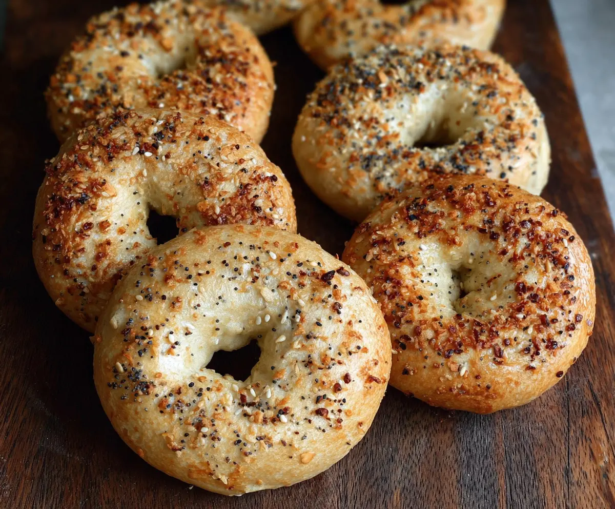 Homemade no yeast sourdough discard bagels on a baking tray ready to bake