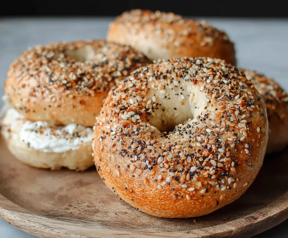 Delicious overnight sourdough bagels fresh out of the oven, perfect for breakfast or snacks.