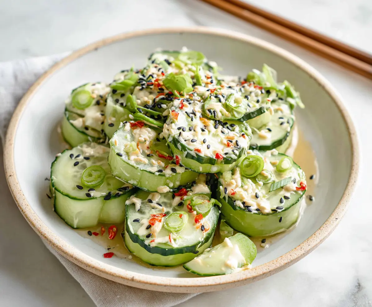 Fresh California Roll cucumber salad with vibrant vegetables and seafood, perfect for healthy sushi-inspired dishes.