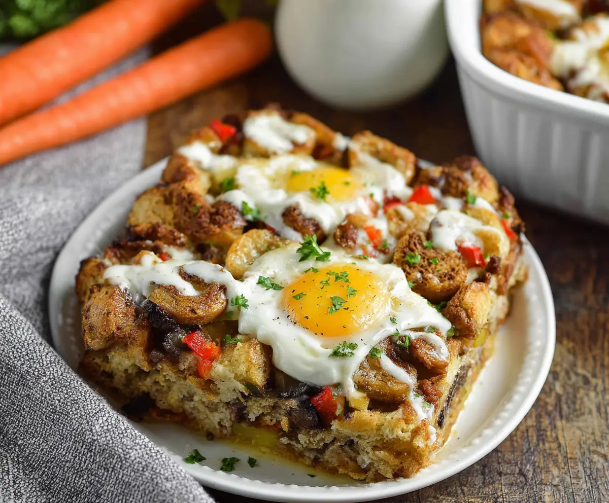 Delicious Easter Breakfast Bake with eggs, cheese, and fresh herbs, perfect for holiday mornings.