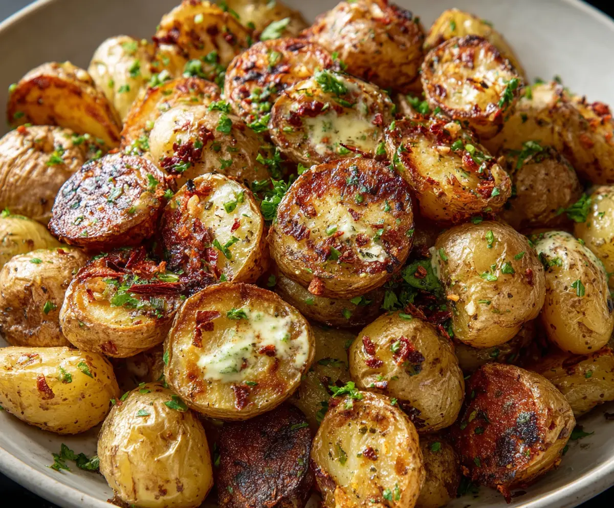 Creamy ranch seasoned roasted potatoes served as a deliciousside dish