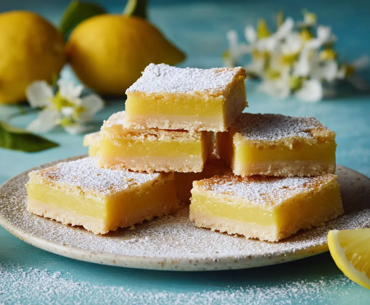 Delicious spring lemon bars with a golden crust and tangy lemon filling, perfect for seasonal desserts.
