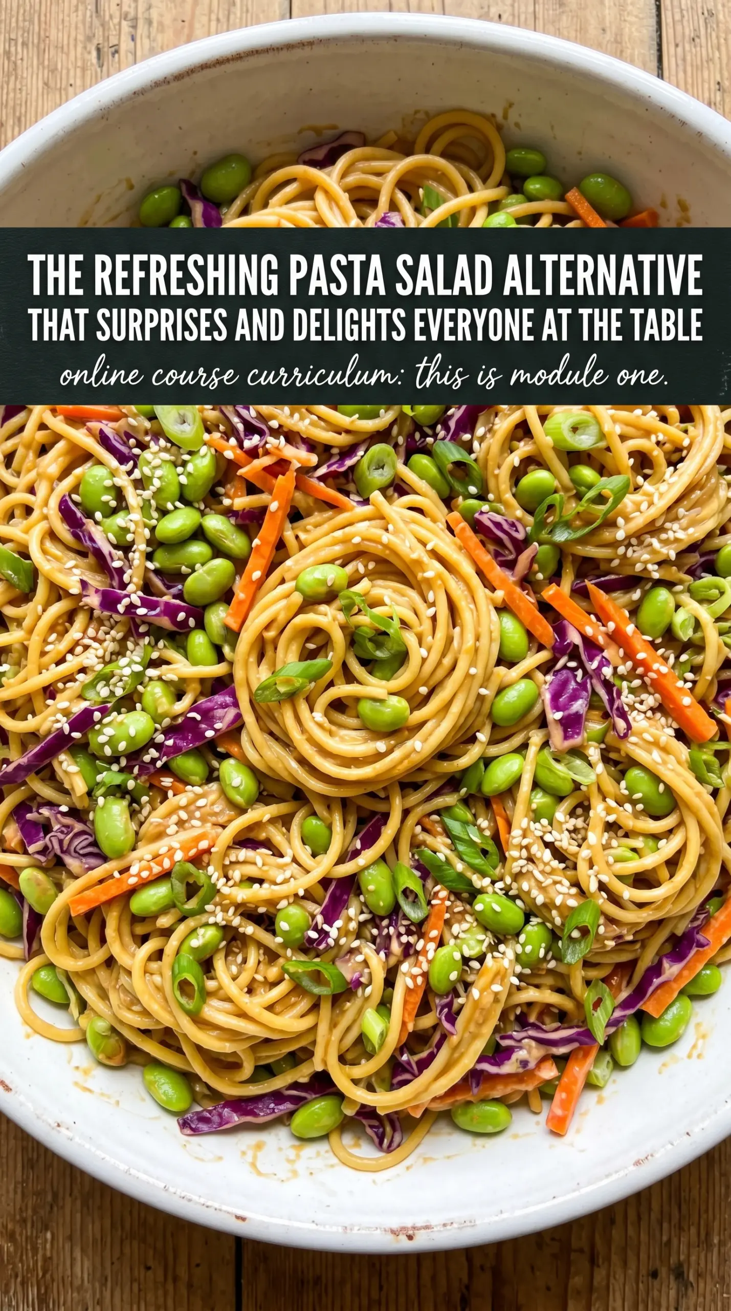 Asian Pasta Salad with sesame ginger, crunchy vegetables