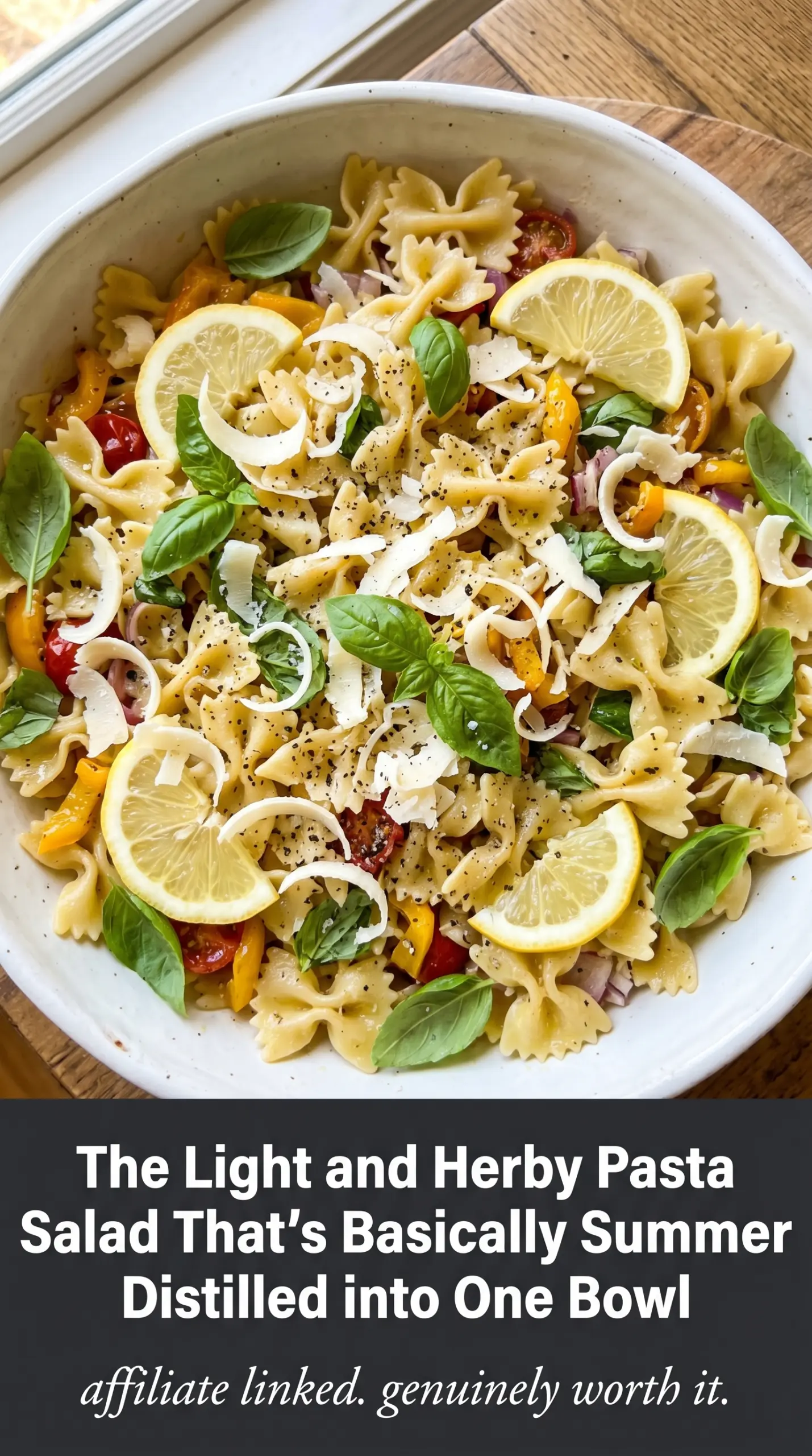 Bright chilled pasta salad fresh herbs