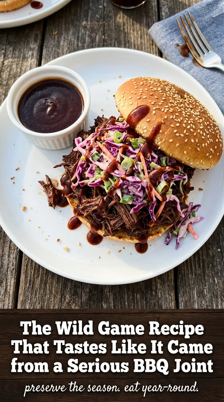 BBQ venison sandwich smoky pulled venison