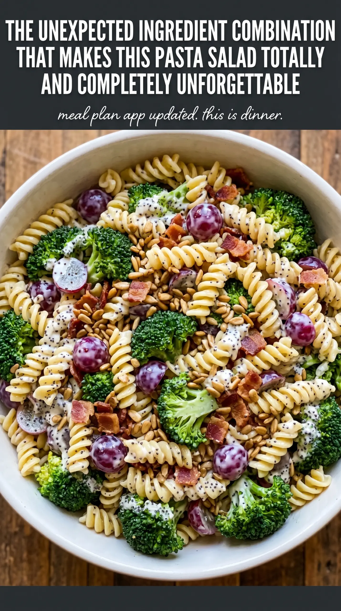 Broccoli, Grape, and Pasta Salad colorful creamy