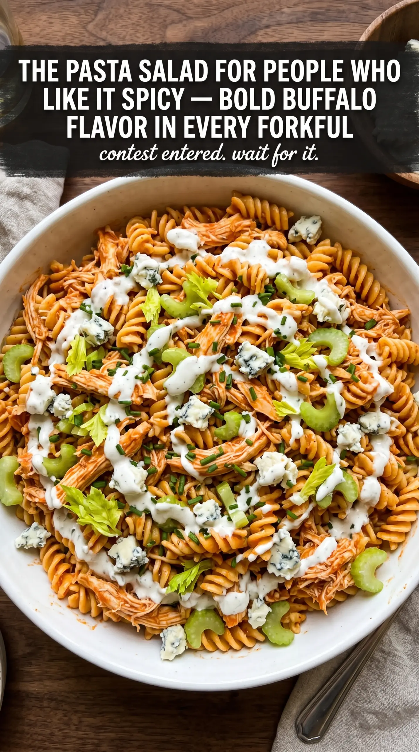 Buffalo Chicken Pasta Salad spicy creamy