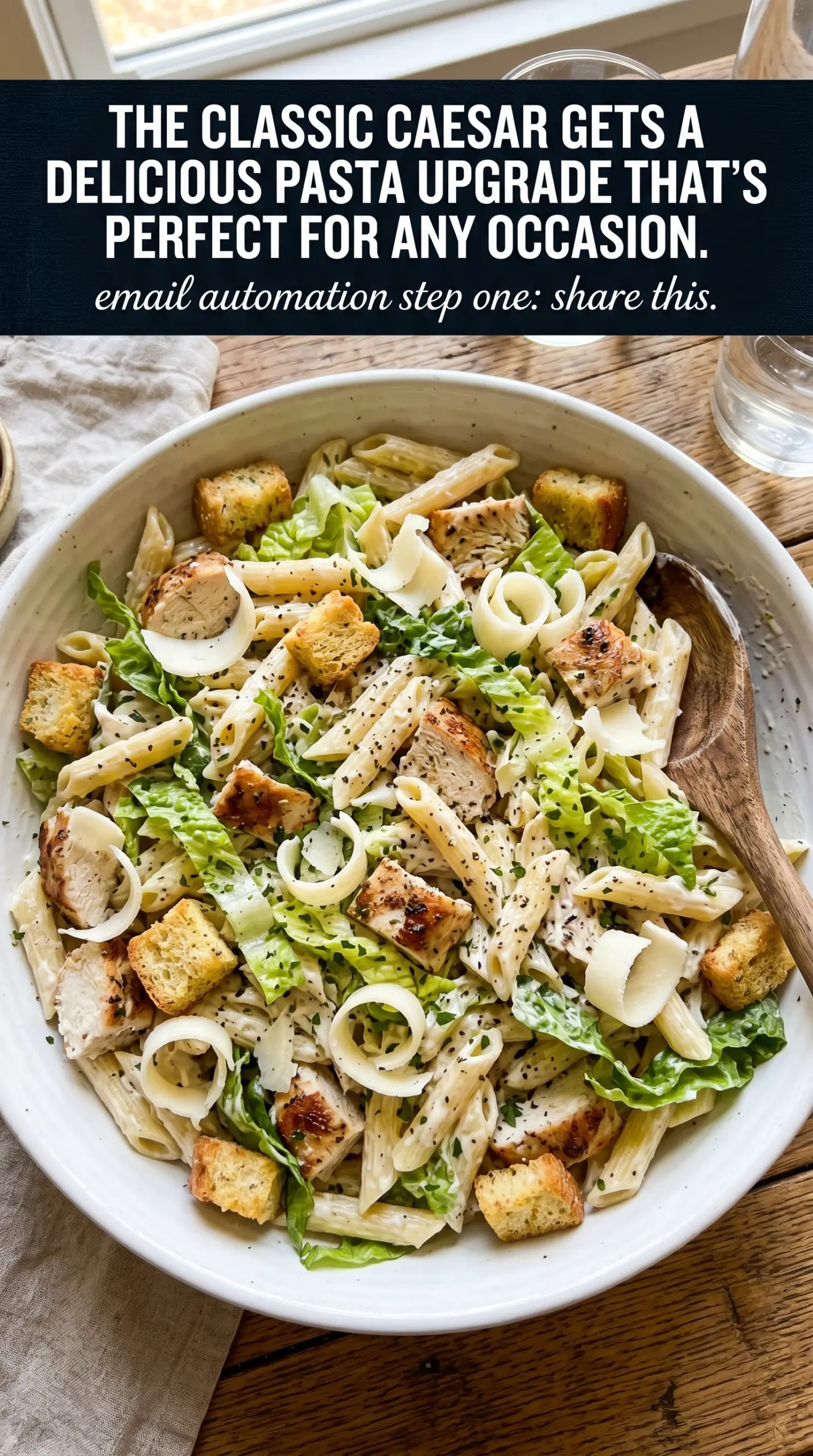 Chicken Caesar Pasta Salad creamy crunchy pasta