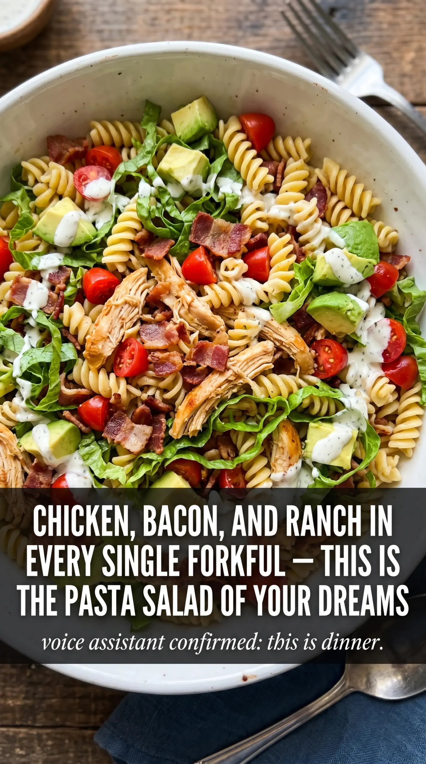 Chicken Club Pasta Salad creamy crunchy club-style