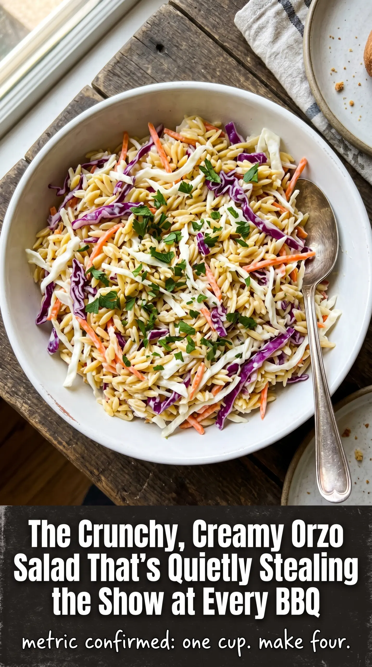 Coleslaw Orzo Salad creamy tangy colorful