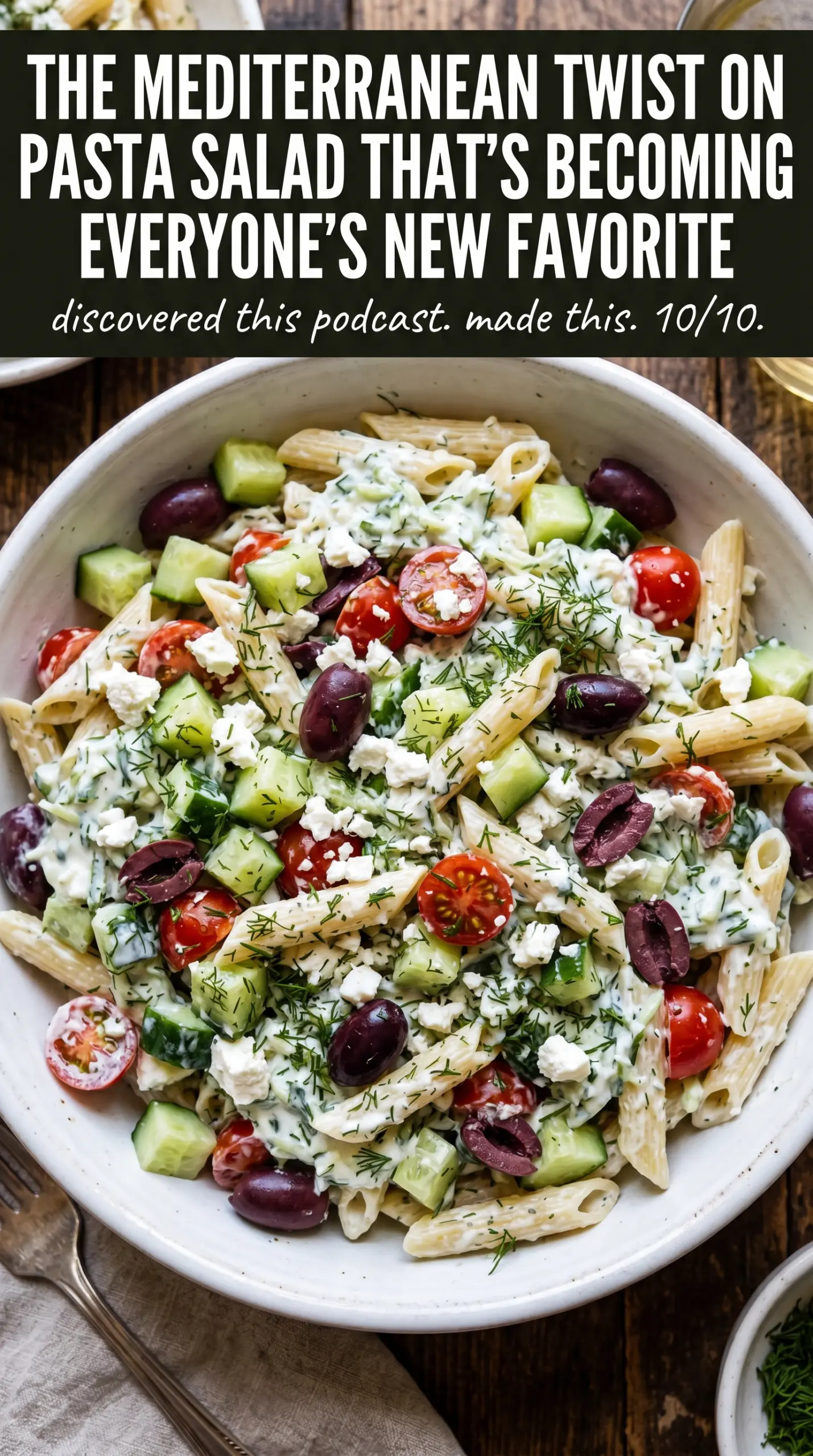 Greek Tzatziki Pasta Salad creamy cucumber dill