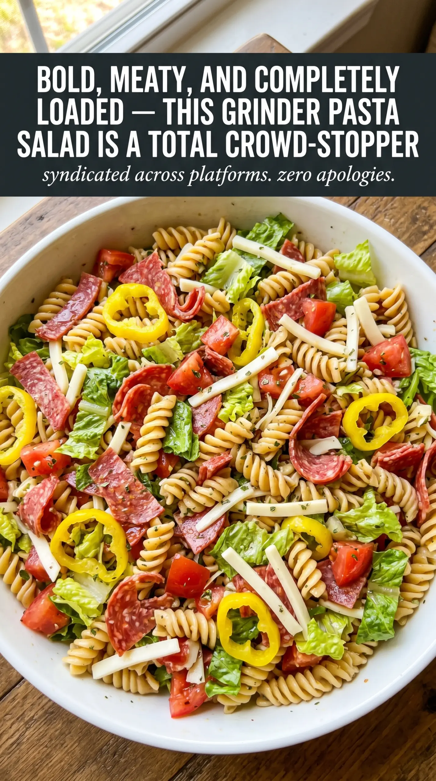 Grinder Pasta Salad deli layers crunchy banana peppers