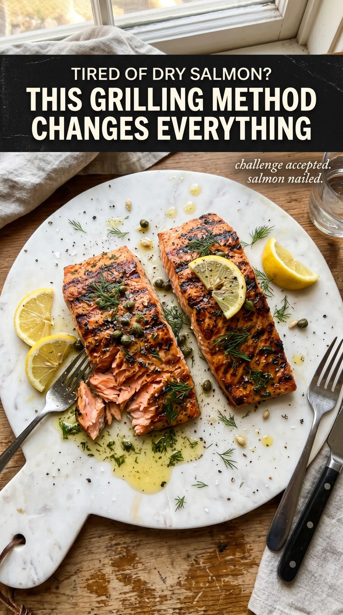 Salmon skin crisped on grill not stuck