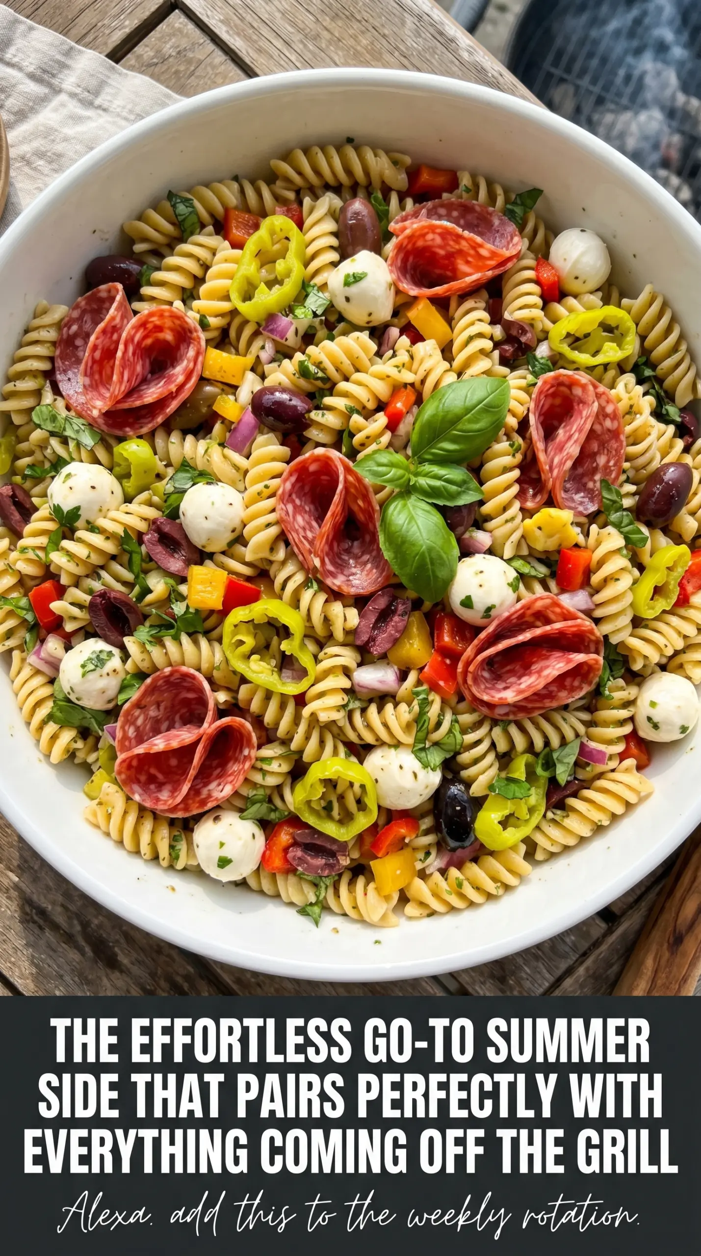 Bright Italian pasta salad fresh herbs oil