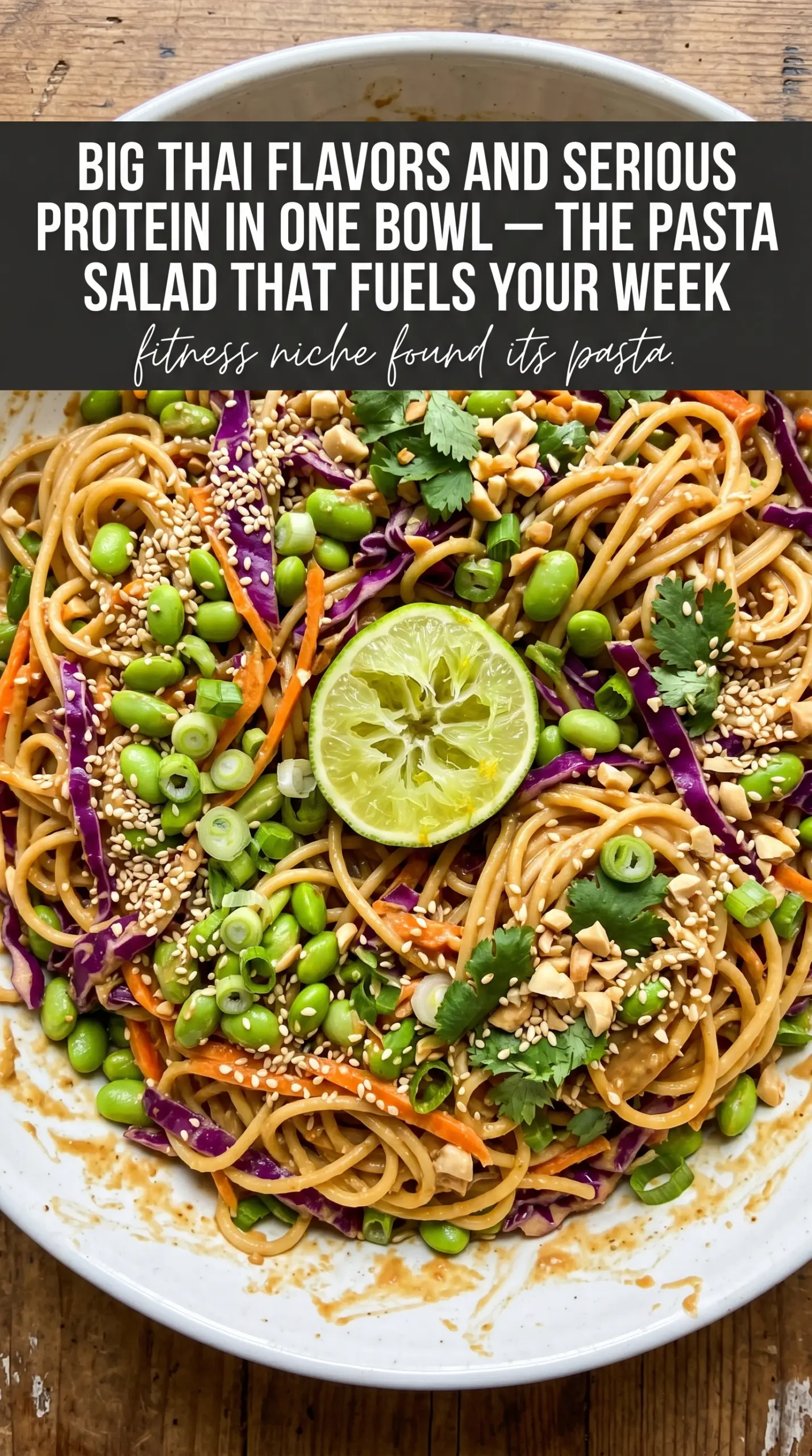 Protein Packed Thai Pasta Salad creamy crunchy peanut-ginger