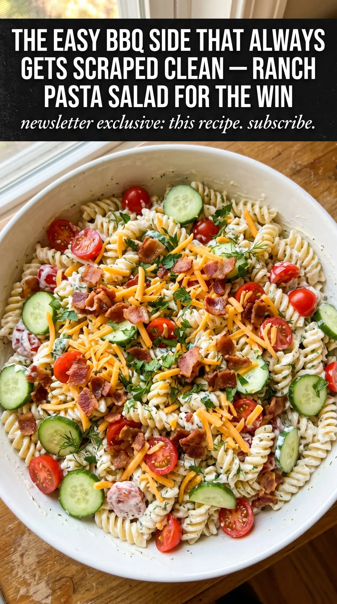 Creamy ranch pasta salad crispy vegetables