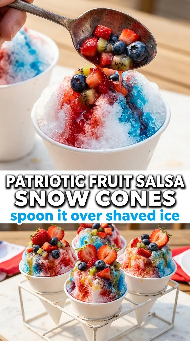 4th of July Fruit Salsa red white blue, honey-lime, cinnamon chips