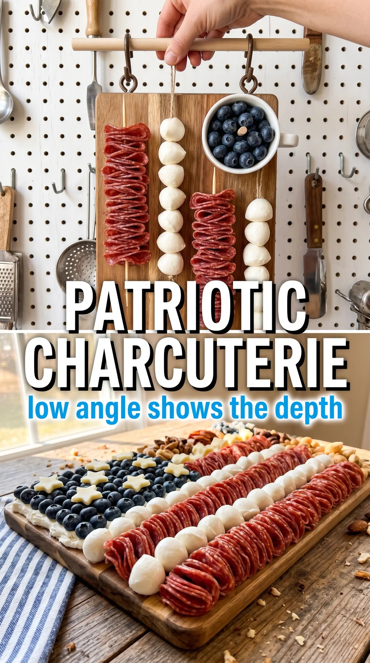 American Flag Charcuterie Board patriotic red white blue