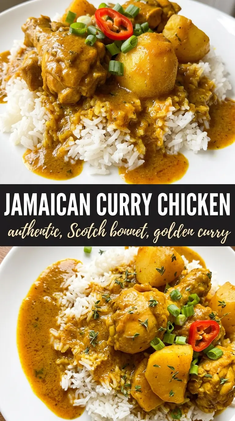 Authentic Jamaican Curry Chicken golden glossy