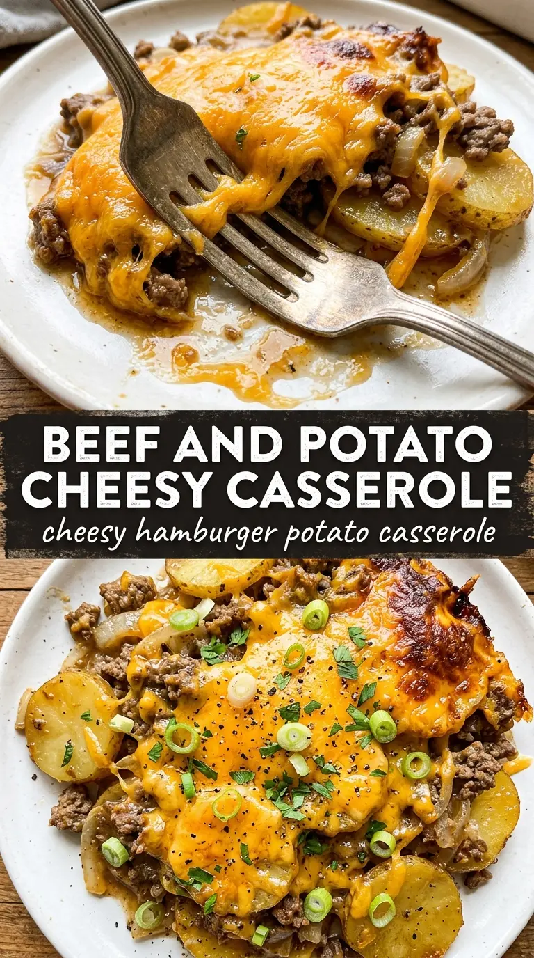 Cheesy Hamburger Potato Casserole golden cheesy layers