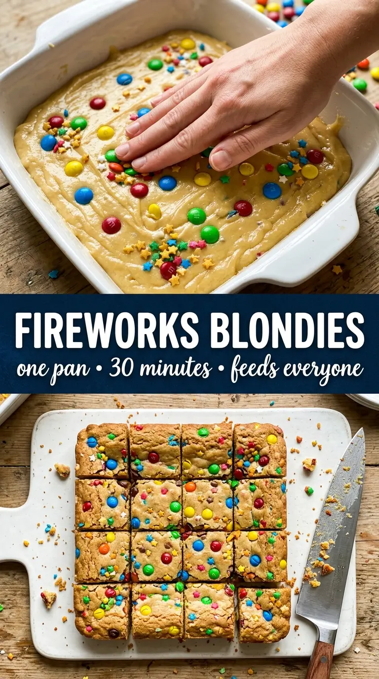 Fireworks Blondies chewy sprinkle squares