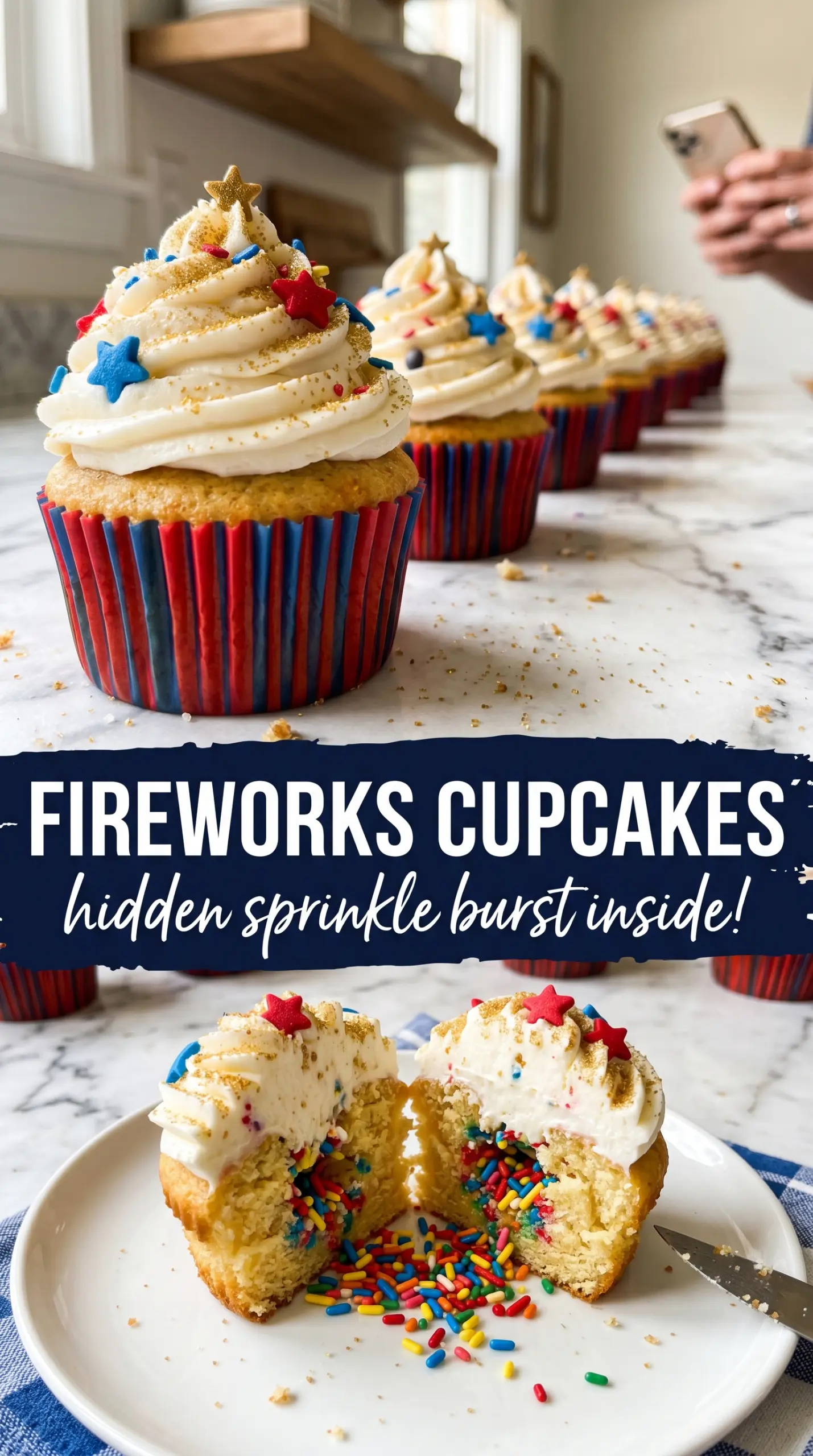 Fireworks Cupcakes patriotic buttercream star sprinkles