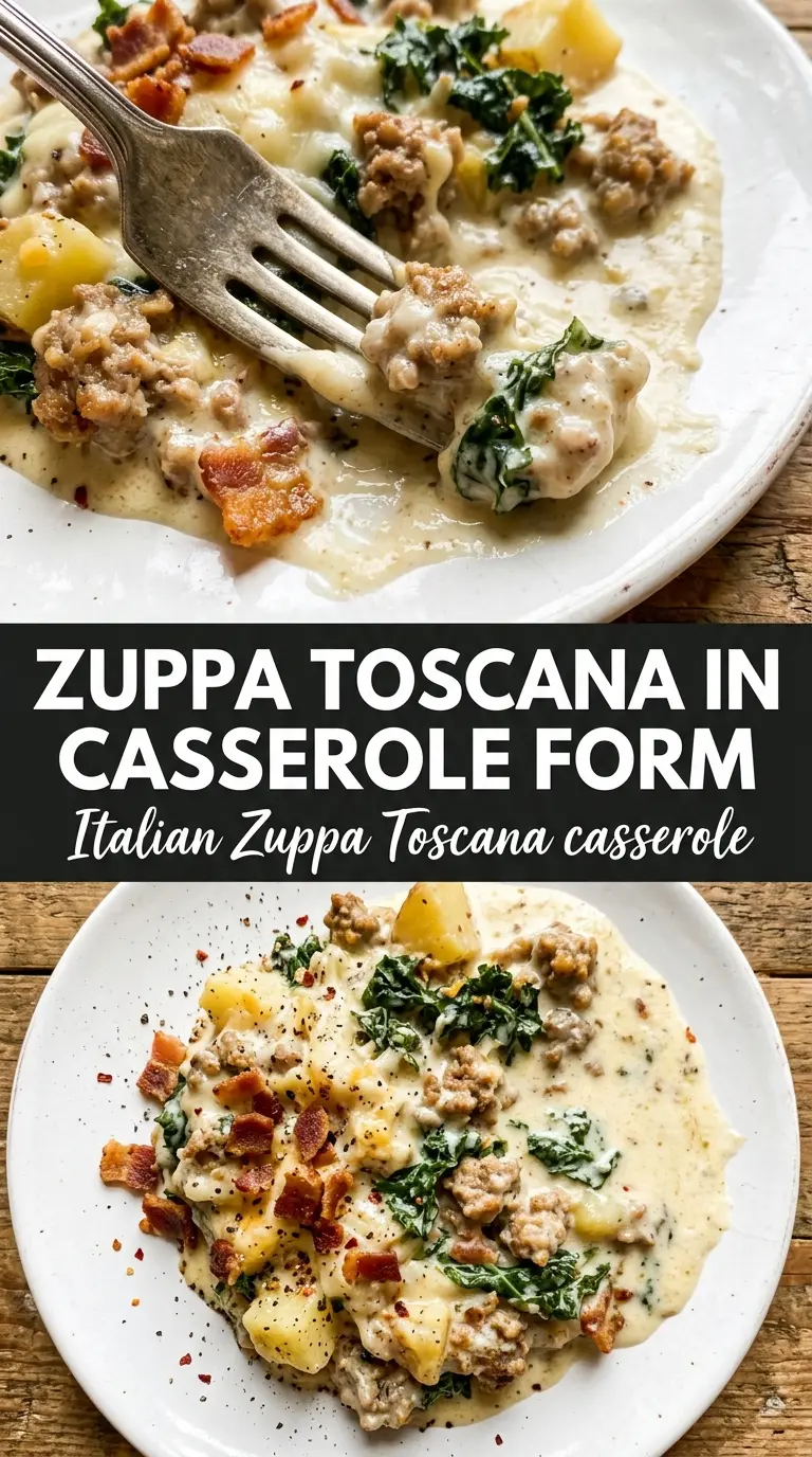 Italian Zuppa Toscana Casserole creamy potato sausage kale
