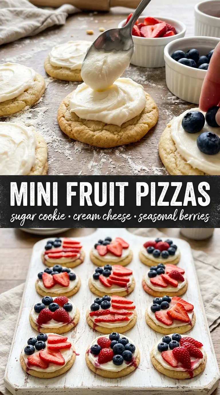 Mini Patriotic Fruit Pizzas sweet berries cream cheese