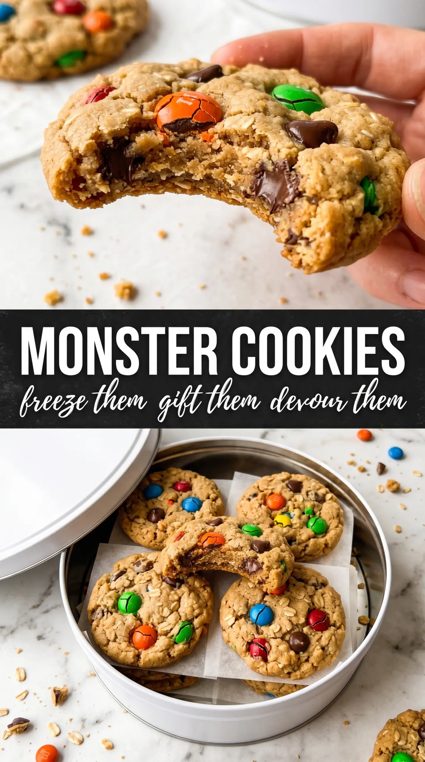 Monster Cookies chewy peanut butter colorful