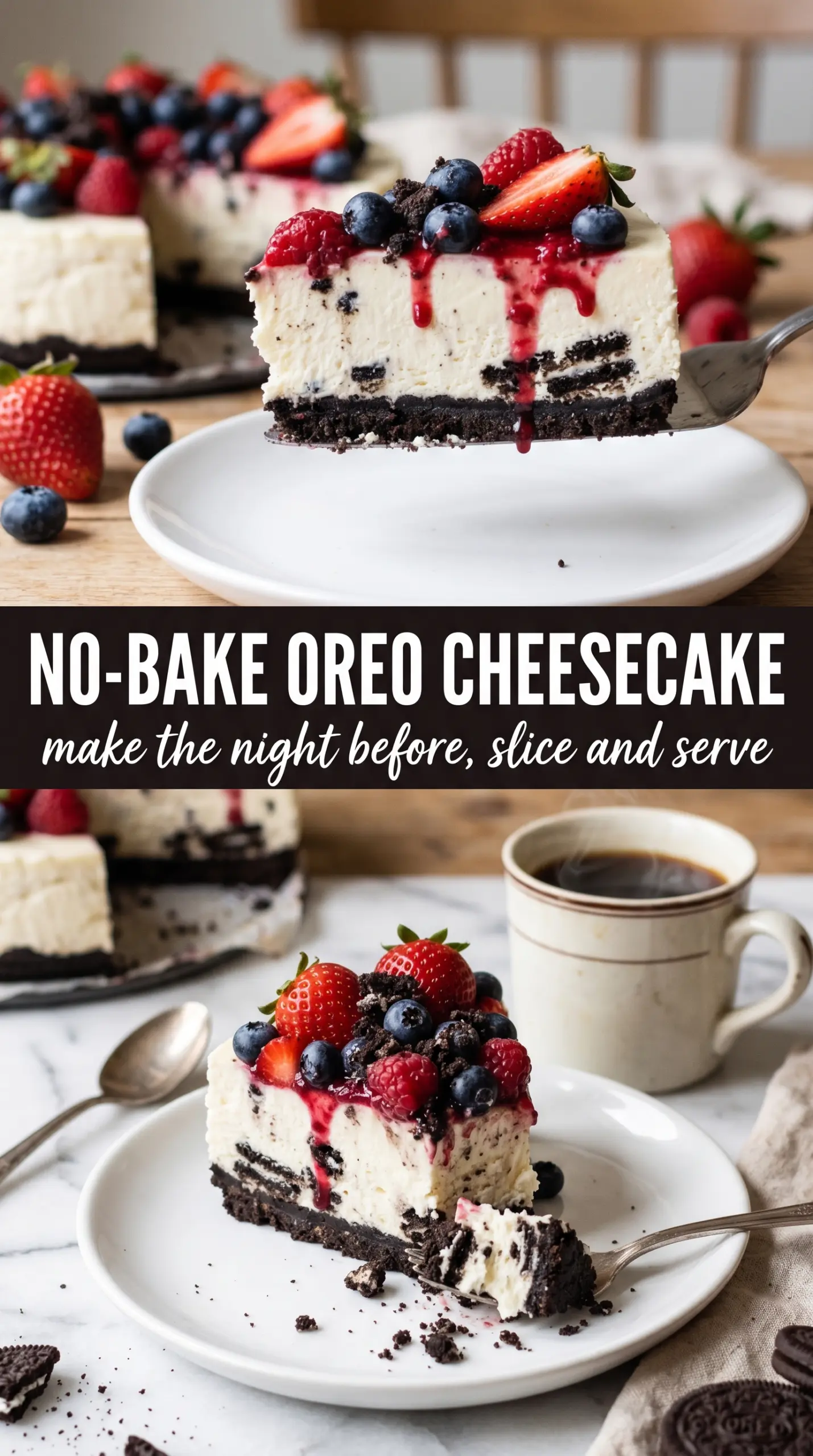 No-Bake Fireworks Oreo Cheesecake festive creamy
