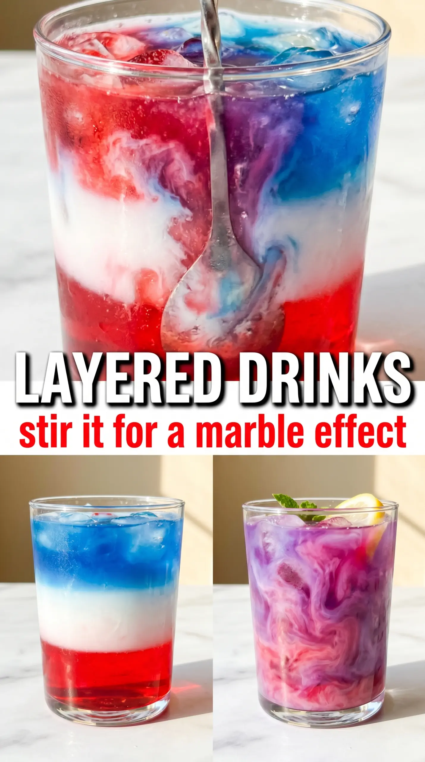 Non-Alcoholic Layered Drinks red blue colorful