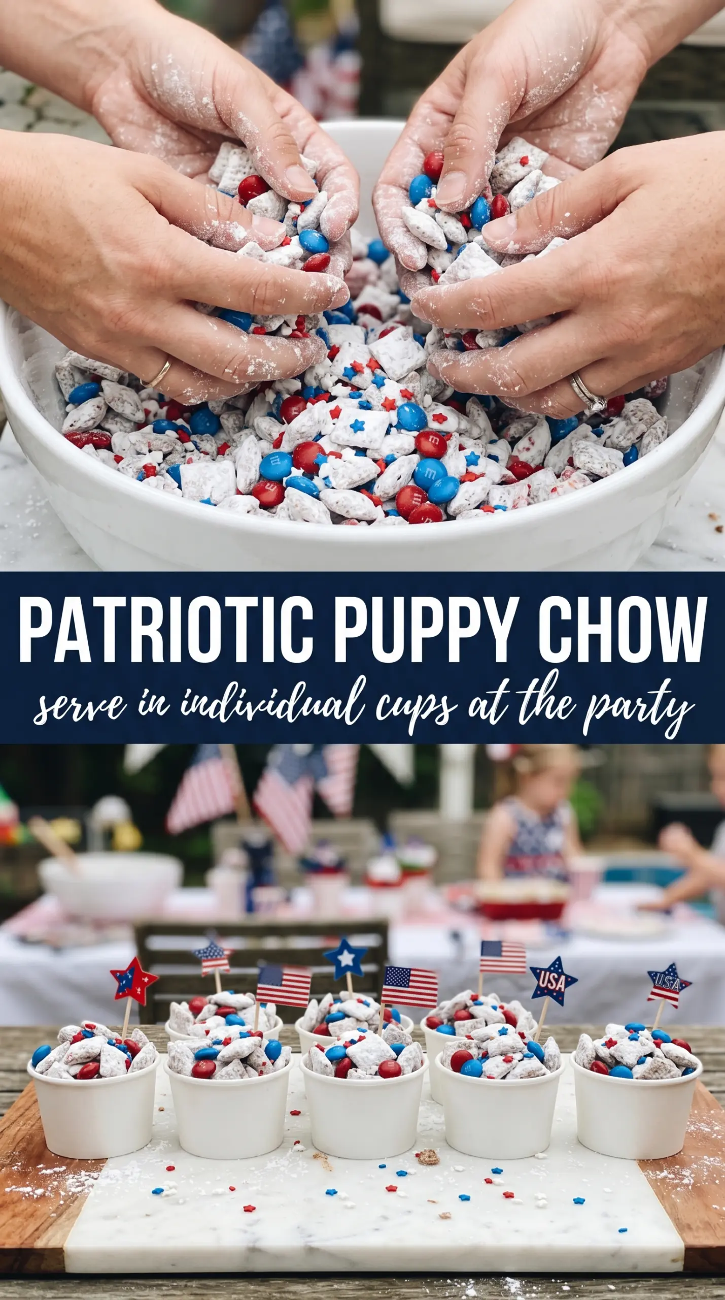 Patriotic Puppy Chow crunchy sweet red white blue