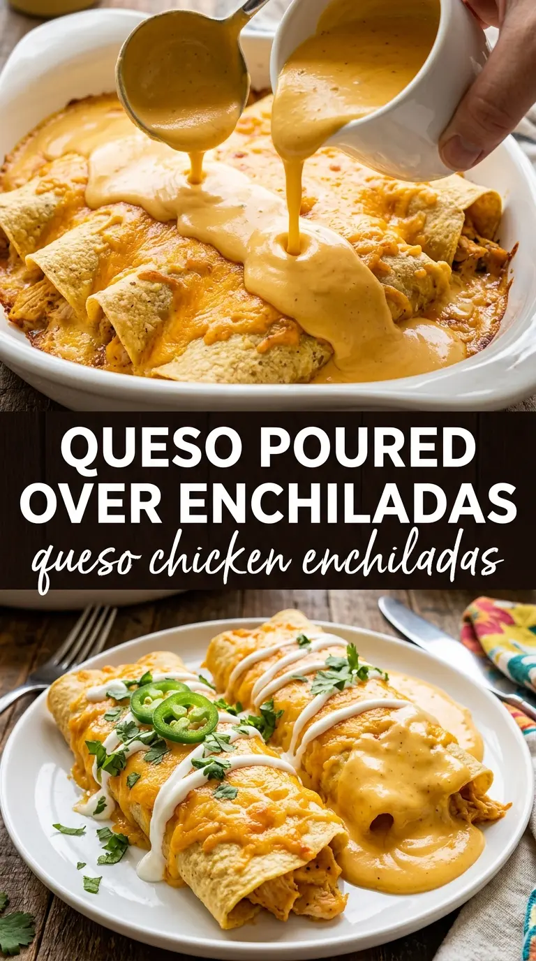 Queso Chicken Enchiladas creamy cheesy Tex-Mex