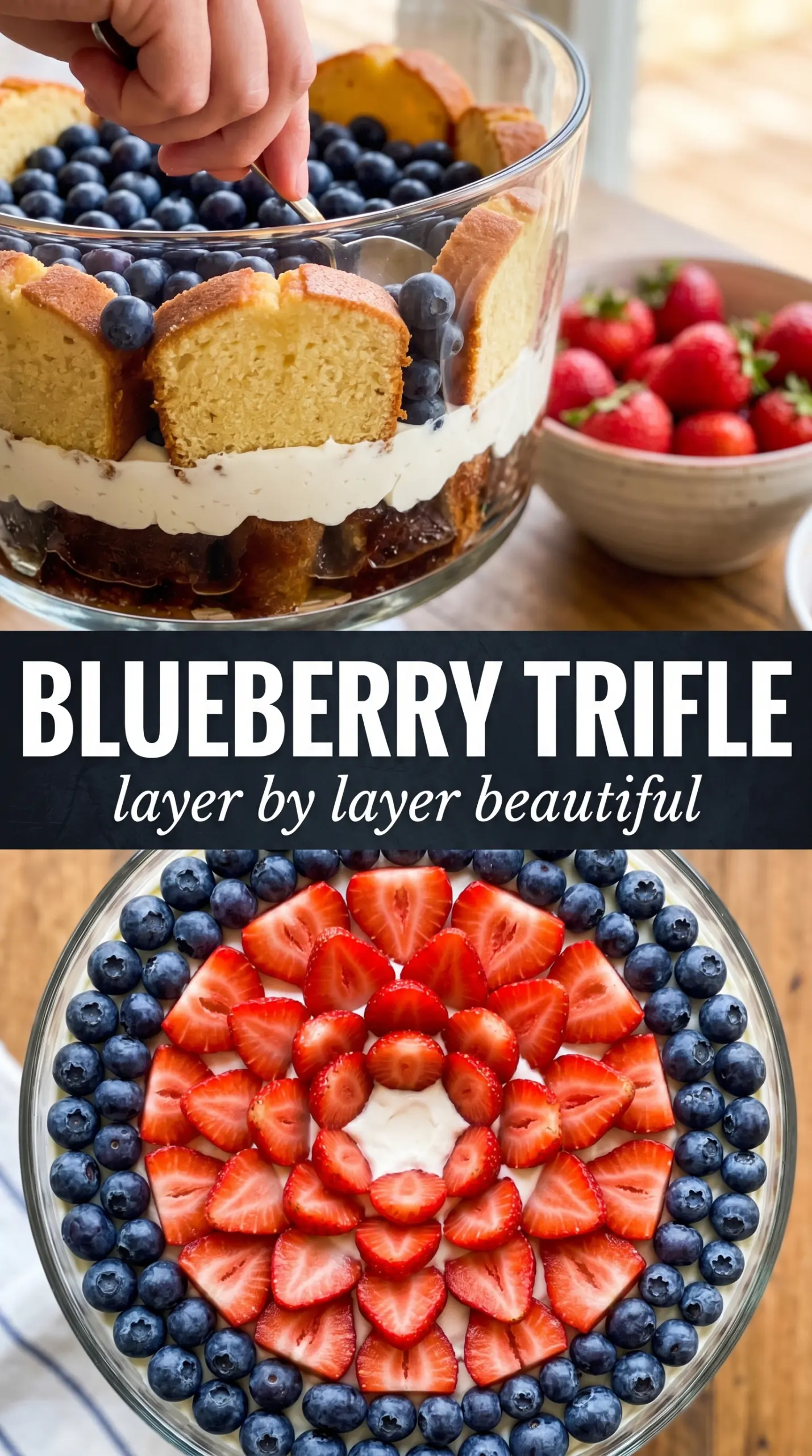 Red, White and Blueberry Trifle layered dessert colorful