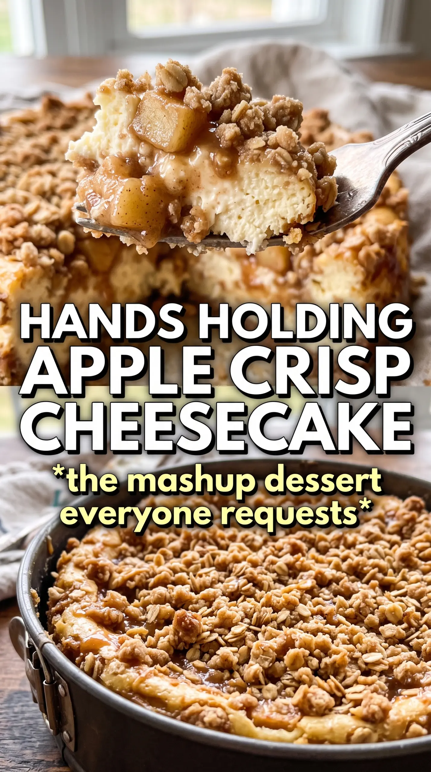 Apple Crisp Cheesecake creamy spiced apple crumb