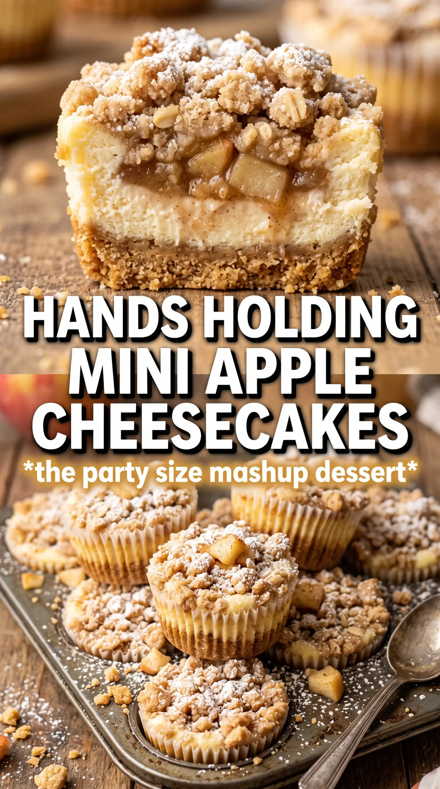 Apple Crisp Mini Cheesecakes creamy cinnamon apples oat crumble