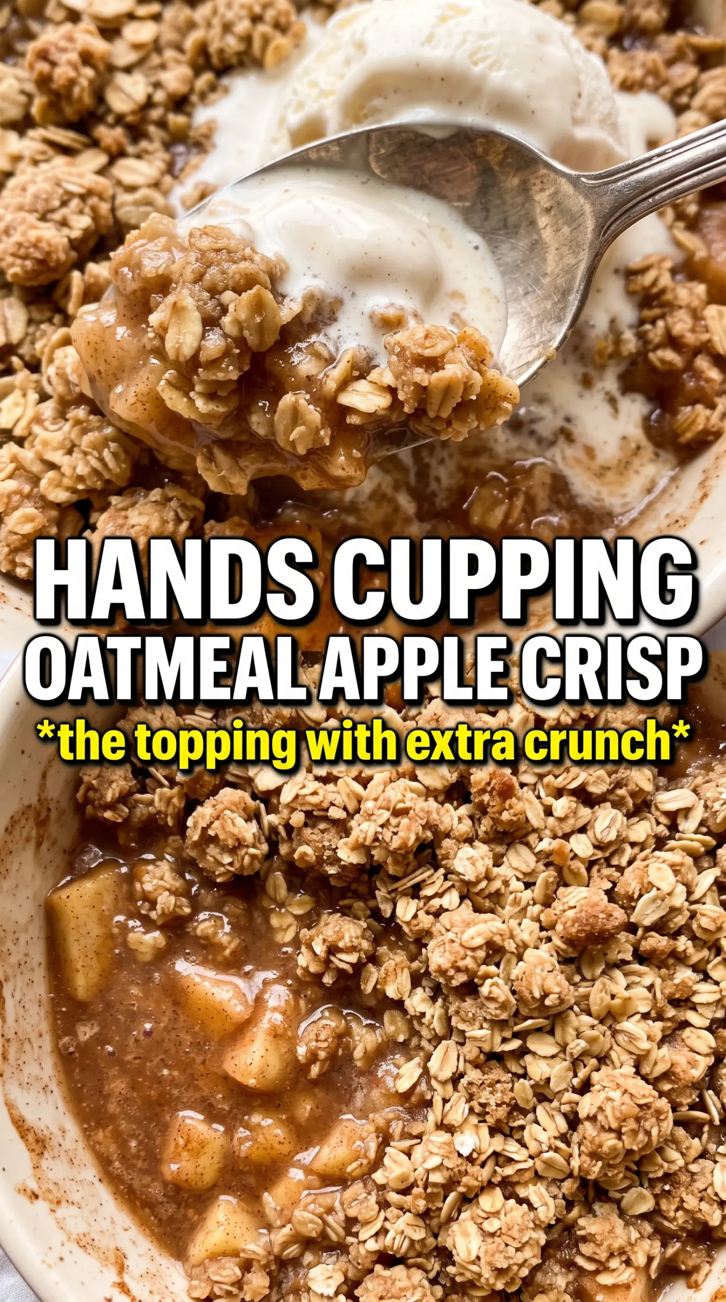 Apple Crisp With Oatmeal golden crumble, spiced apples, bubbling