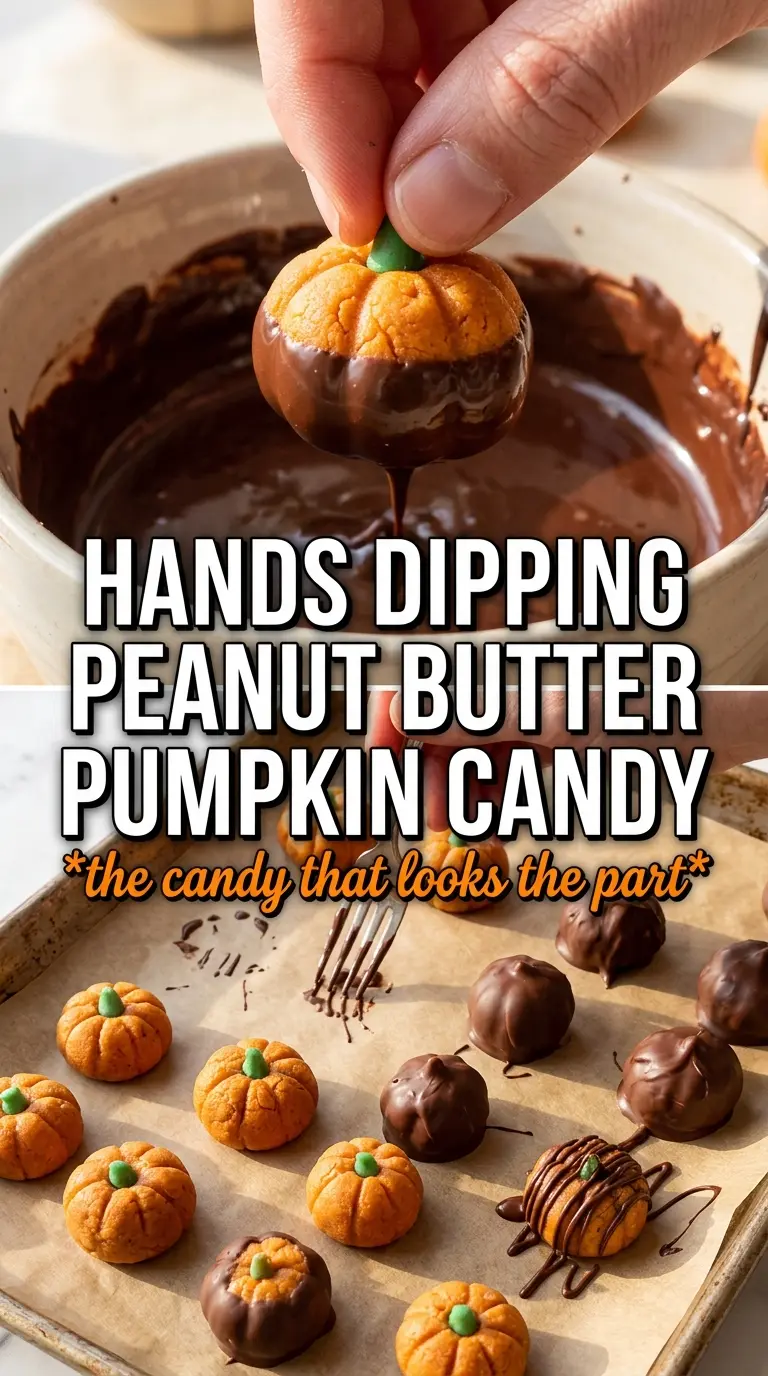 Chocolate Peanut Butter Pumpkins orange chocolate pretzel-stem