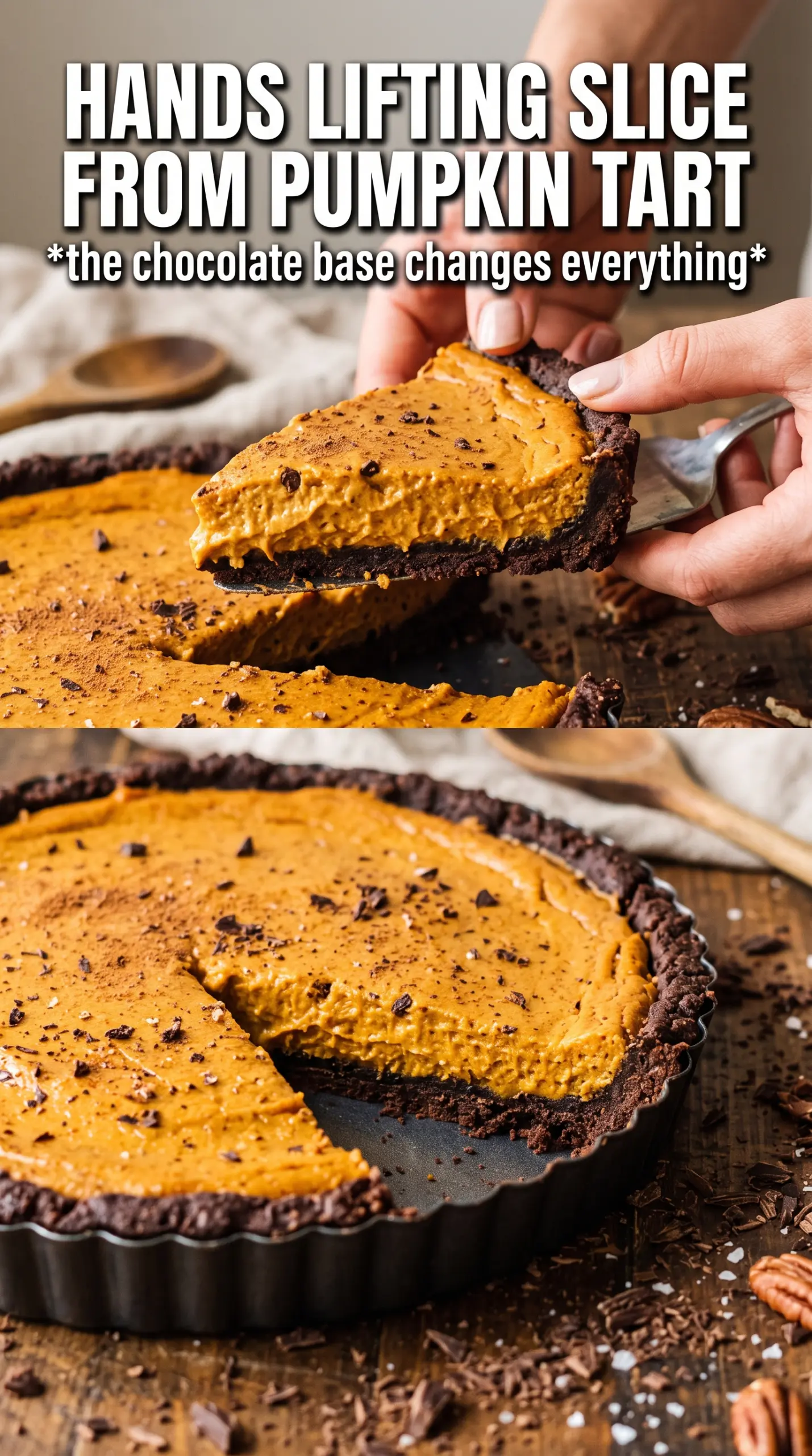 Dark Chocolate Pumpkin Tart silky chocolate crust