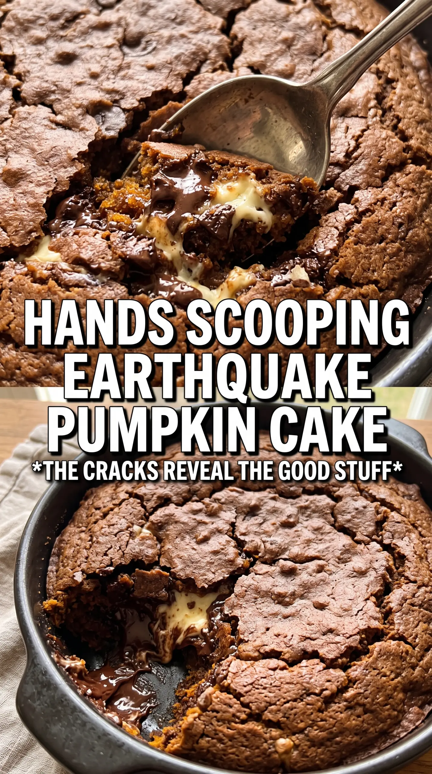 Earthquake Pumpkin Cake crackled swirls, cream cheese, caramel