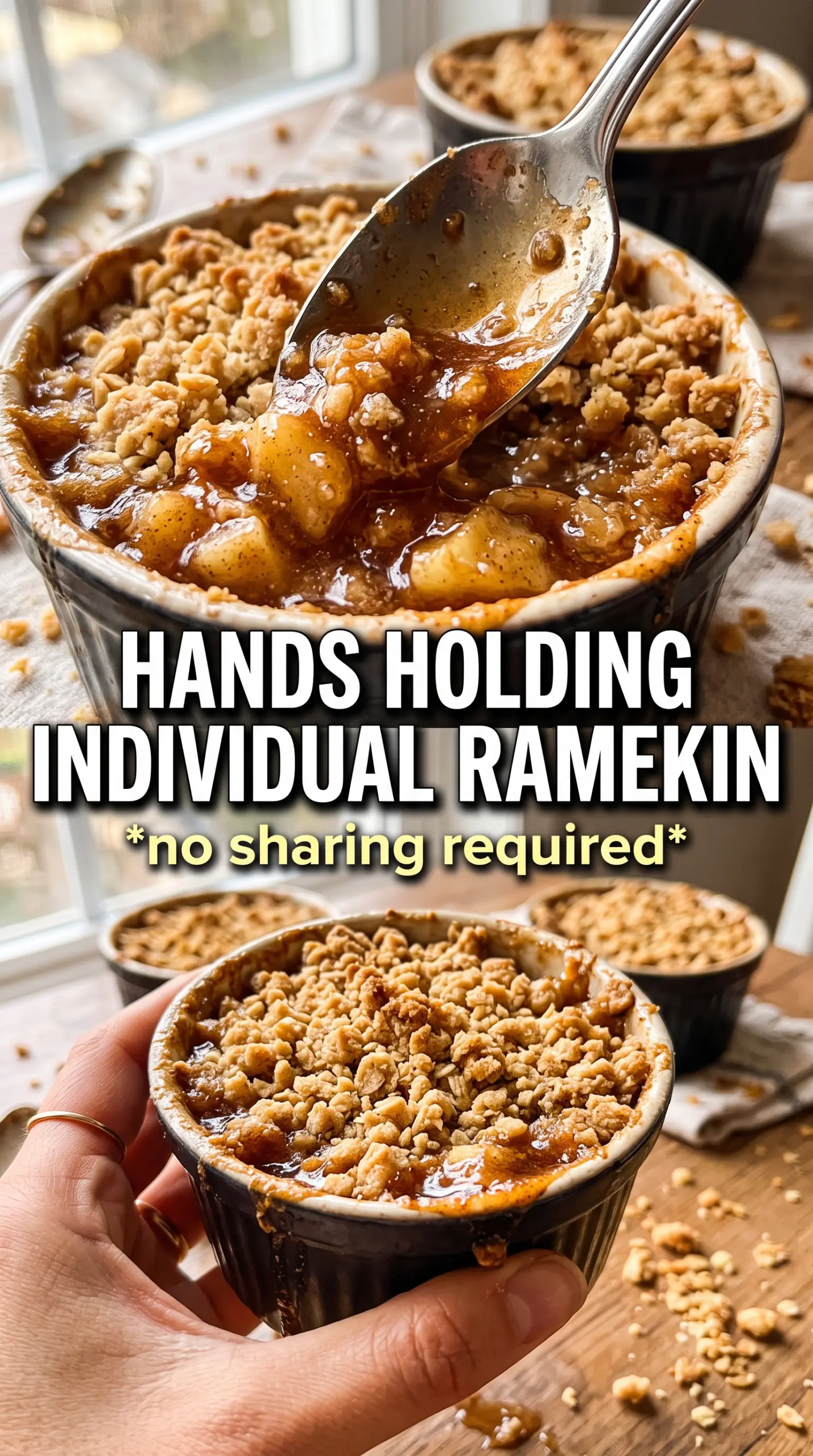 Individual Apple Crumbles golden oat topping caramelized