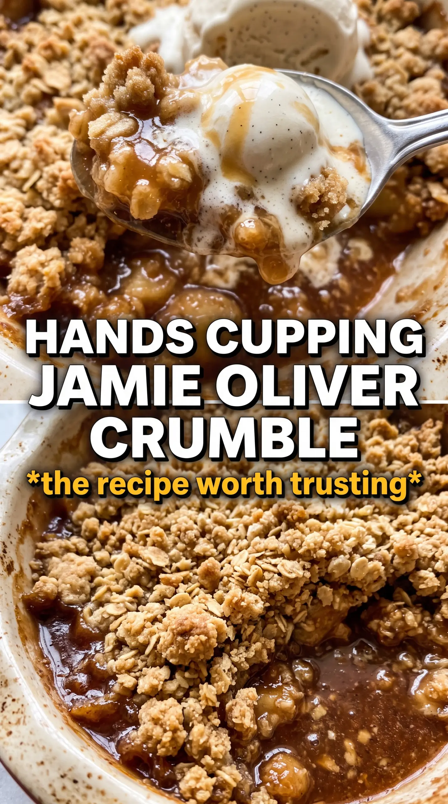 Jamie Oliver apple crumble golden topping bubbling fruit