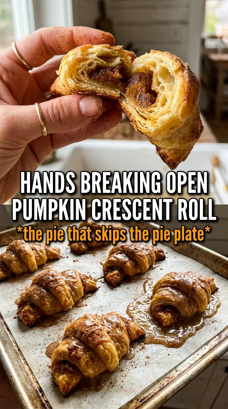 Mini Pumpkin Pie Crescent Rolls with pumpkin cream cheese, cinnamon glaze