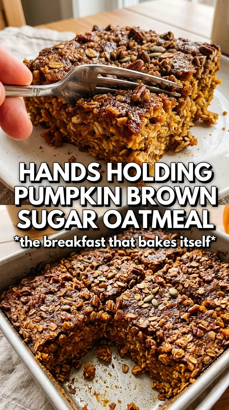 Pumpkin baked oatmeal with brown sugar, caramelized, cozy
