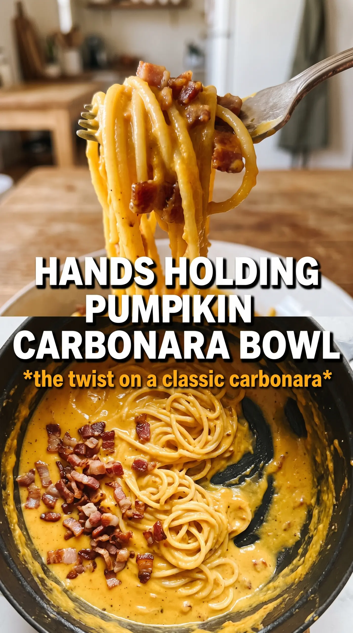 Pumpkin Carbonara silky pasta savory
