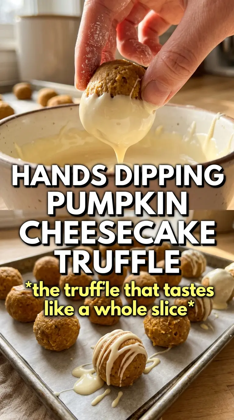 Pumpkin Cheesecake Truffles creamy spiced chocolate-dipped