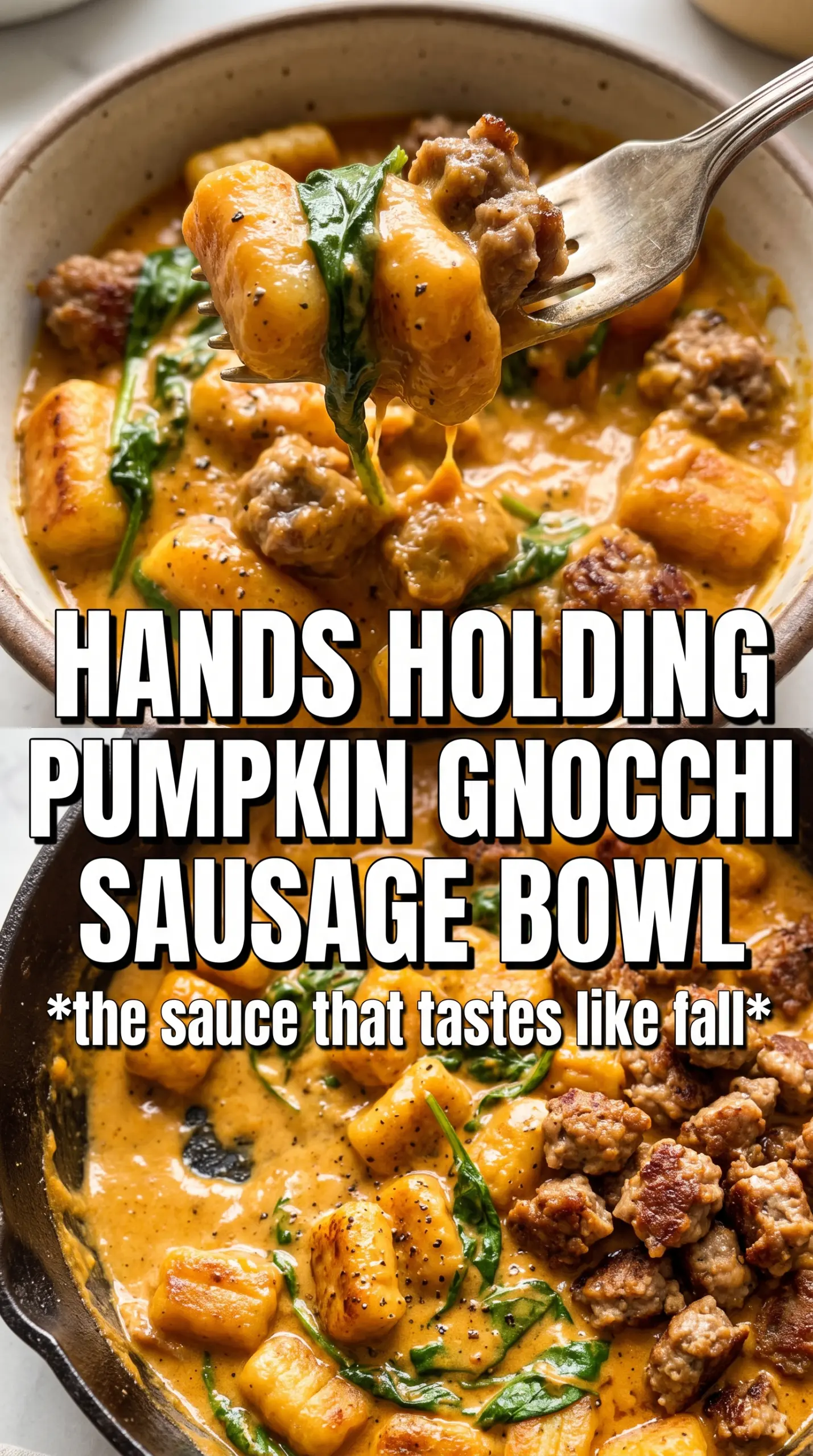 Pumpkin Gnocchi With Spinach And Sausage creamy savory comforting