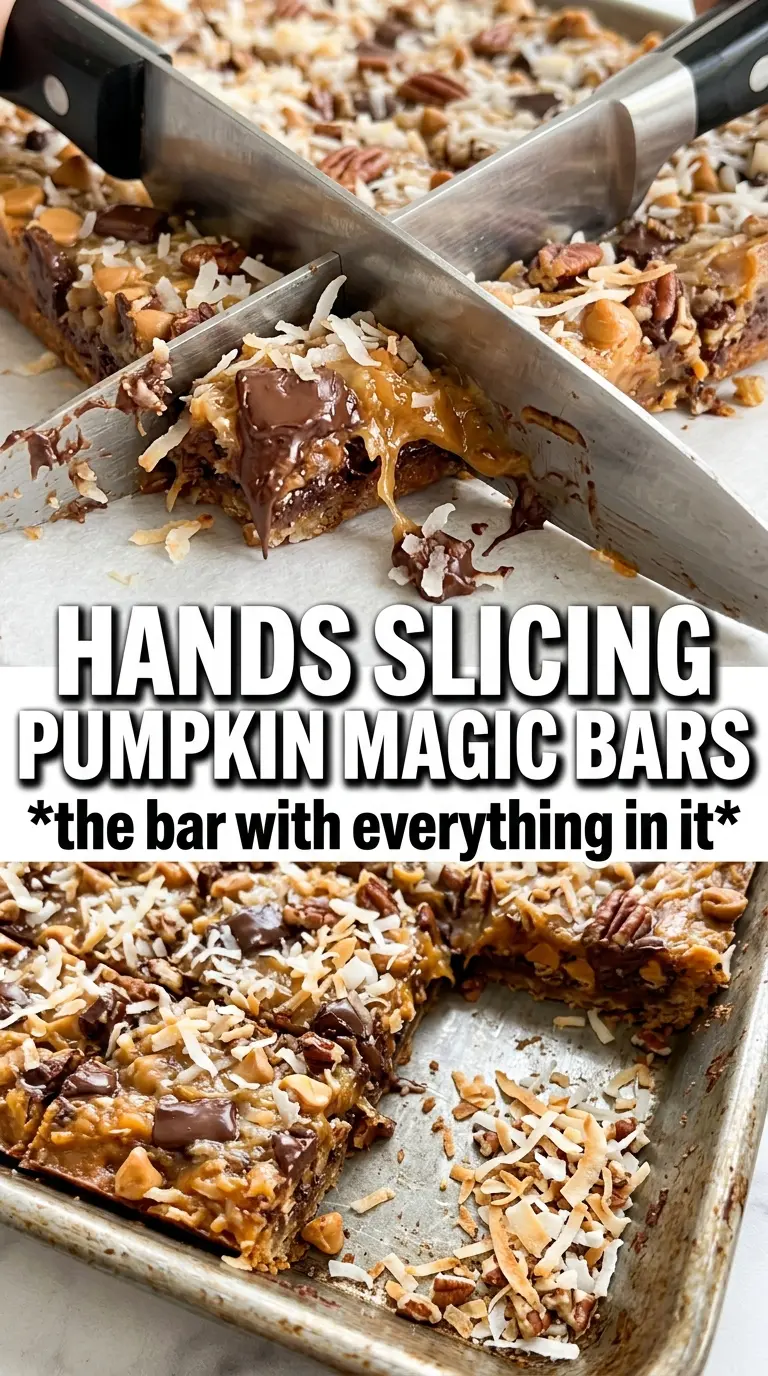Pumpkin Magic Bars gingersnap layers, pumpkin, pecans