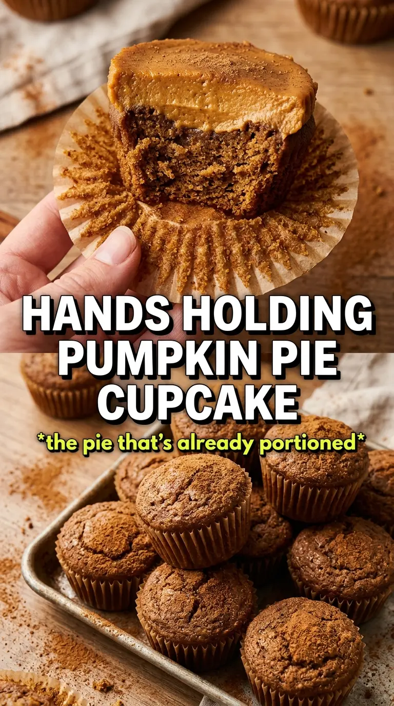 Pumpkin Pie Cupcakes with cream cheese frosting, caramel drizzle, graham cracker